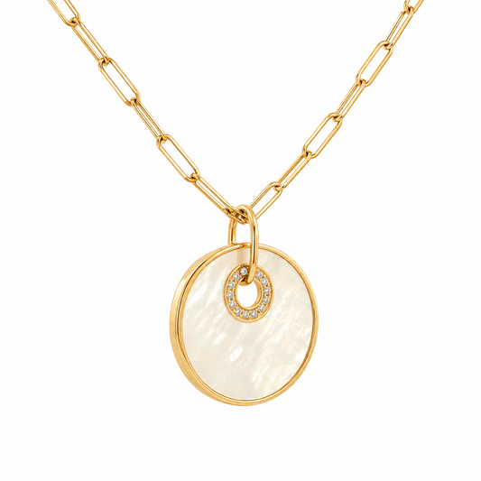 Mother of Pearl and Diamond Accent Necklace