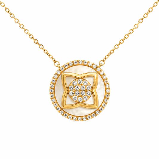 Mother-of-Pearl and Diamond Circle Necklace