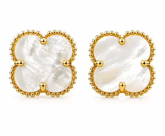Mother-of-Pearl Heart Stud Earrings