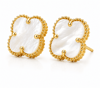 Mother-of-Pearl Heart Stud Earrings