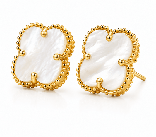 Mother-of-Pearl Heart Stud Earrings