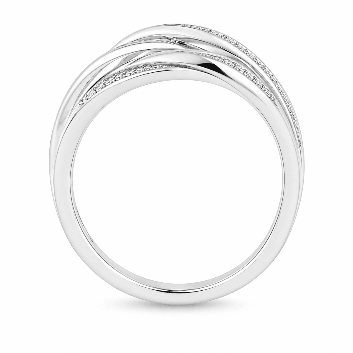 0.17 CTW Multi-Row Diamond Bypass Fashion Ring