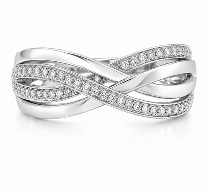 0.17 CTW Multi-Row Diamond Bypass Fashion Ring