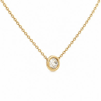 0.42 CT Old Miner Cut Natural Diamond Handmade Bezel Necklace