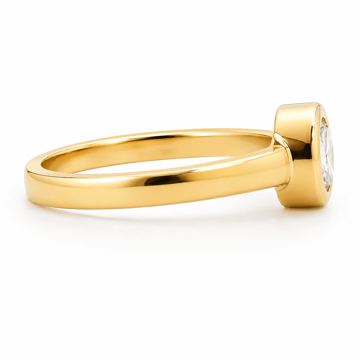 0.64 CT Old-Mine Cut Diamond Bezel Ring