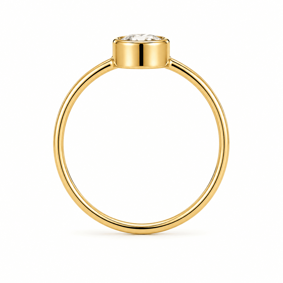 0.64 CT Old-Mine Cut Diamond Bezel Ring