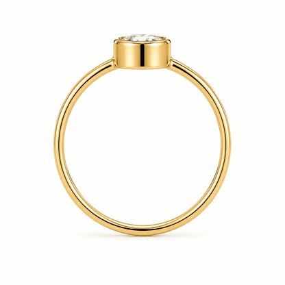 0.64 CT Old-Mine Cut Diamond Bezel Ring