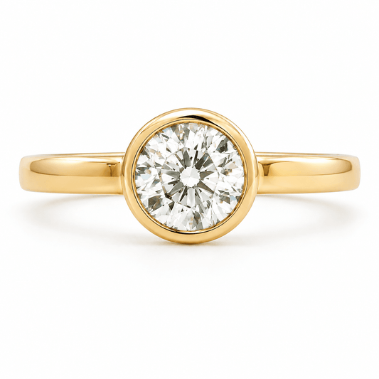 0.64 CT Old-Mine Cut Diamond Bezel Ring