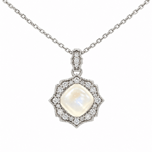 Opal and Diamond Halo Necklace