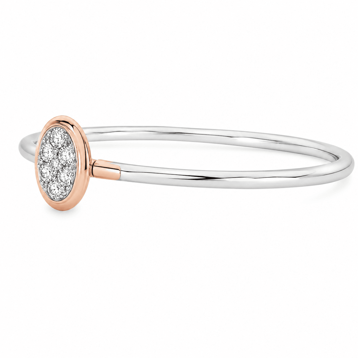 2/5 CT TW. Oval Frame Diamond Bangle Bracelet