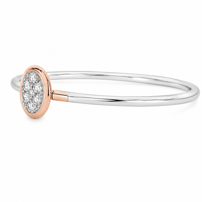 2/5 CT TW. Oval Frame Diamond Bangle Bracelet