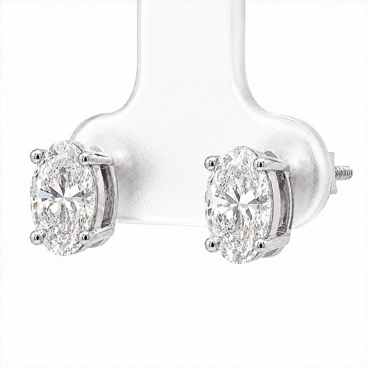 2 CTW Oval Lab-Grown Diamond Stud Earrings