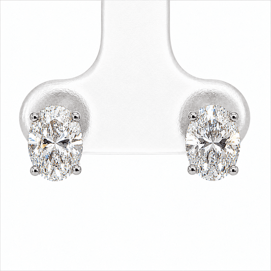 2 CTW Oval Lab-Grown Diamond Stud Earrings