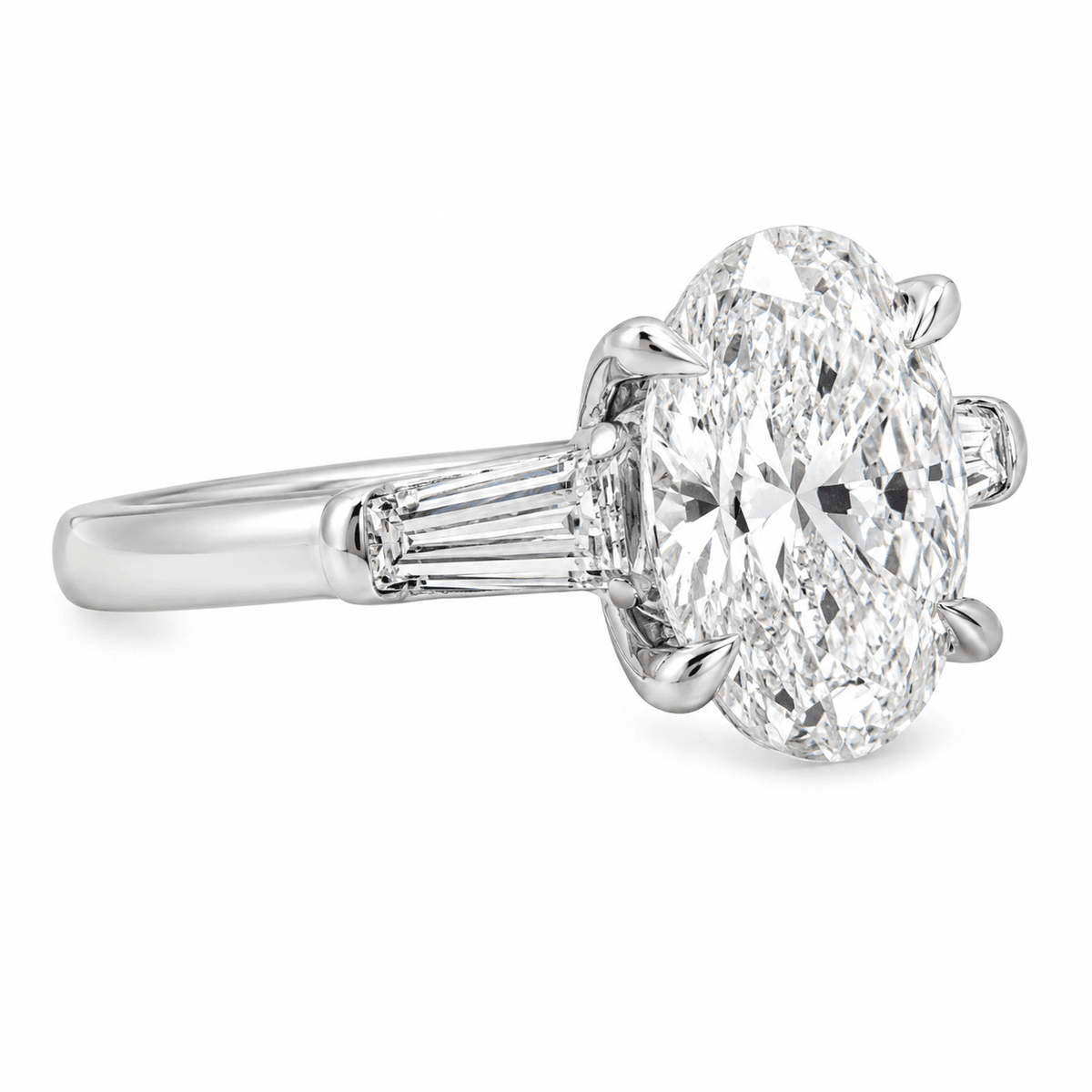 3.60 CTW Oval Lab-Grown Diamond Three-Stone Engagement Ring