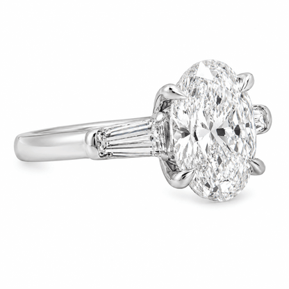 3.60 CTW Oval Lab-Grown Diamond Three-Stone Engagement Ring