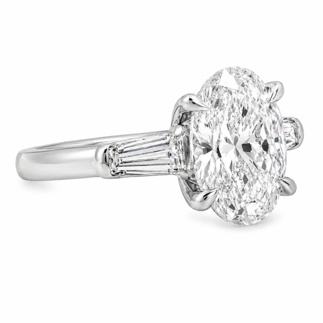 3-3/5 CT. T.W. Oval Lab-Grown Diamond Three-Stone Engagement Ring