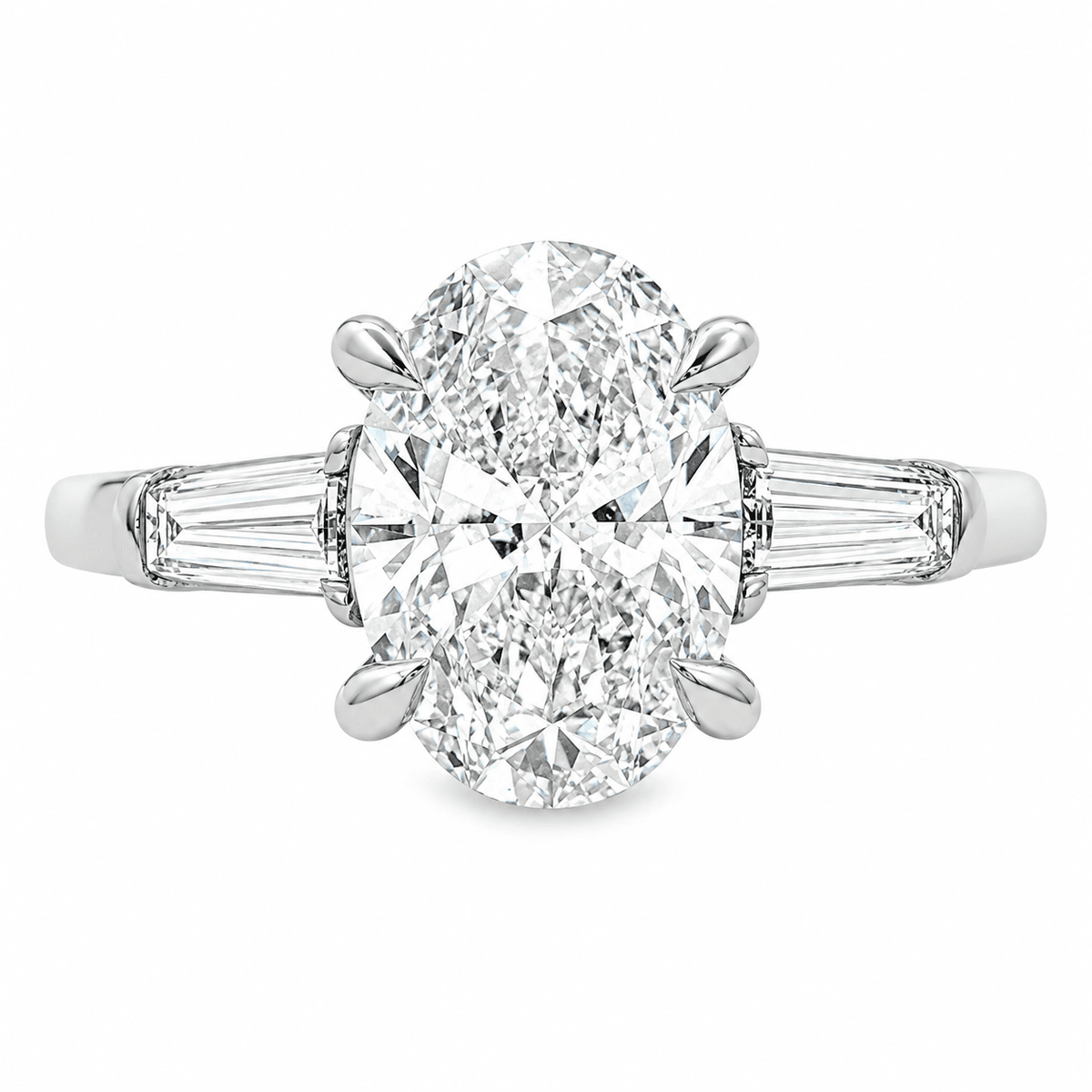 3.60 CTW Oval Lab-Grown Diamond Three-Stone Engagement Ring