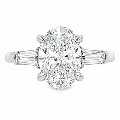 3.60 CTW Oval Lab-Grown Diamond Three-Stone Engagement Ring