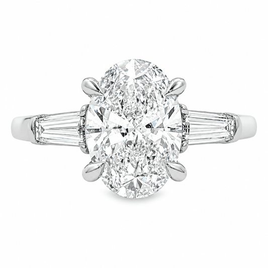 3.60 CTW Oval Lab-Grown Diamond Three-Stone Engagement Ring