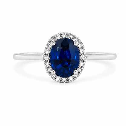 Oval Sapphire Diamond Halo Ring