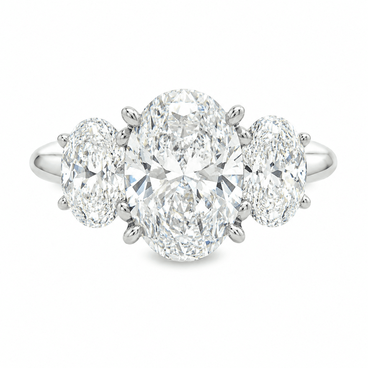 5 CT TW. Oval Three-Stone Lab-Grown Diamond Engagement Ring