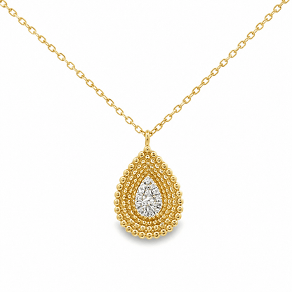 1/10 CT TW. Pear Diamond Basket Weave Pendant