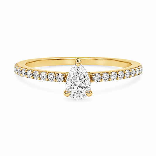 18K 0.40 CTW Dainty Pear Diamond Accented Ring