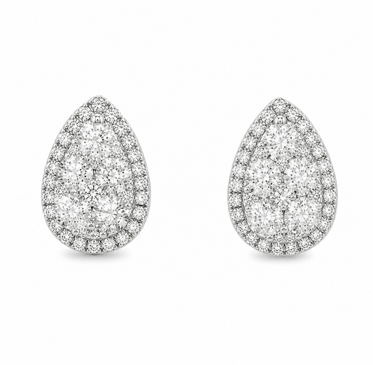 Pear Halo Diamond Earrings