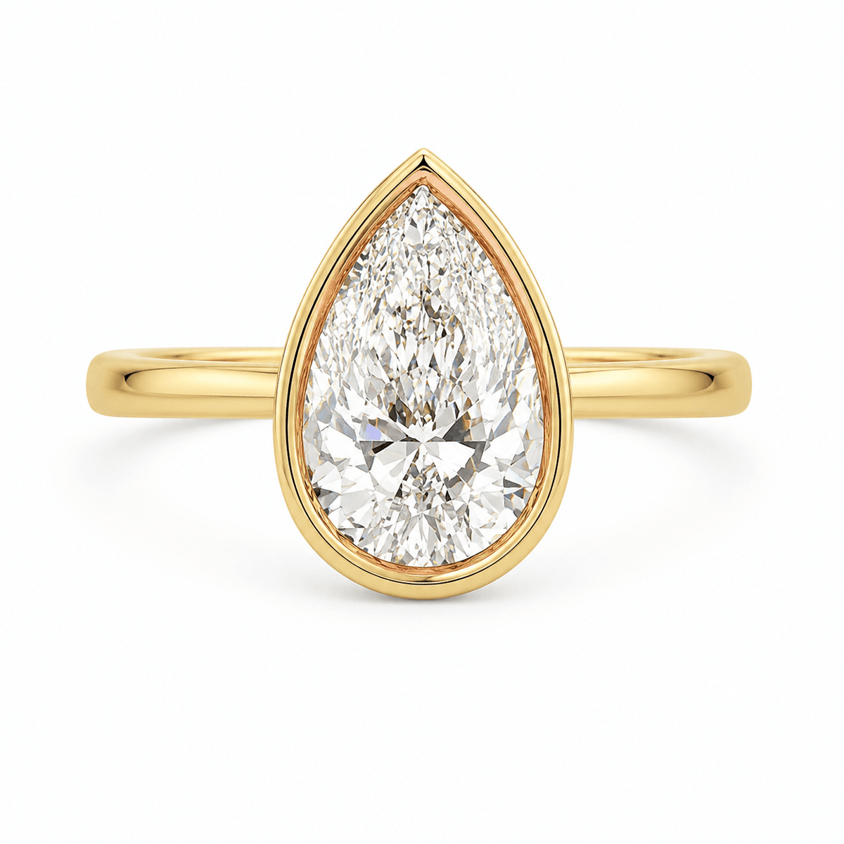 2.03 CTW Pear Lab-Grown Diamond Bezel Engagement Ring