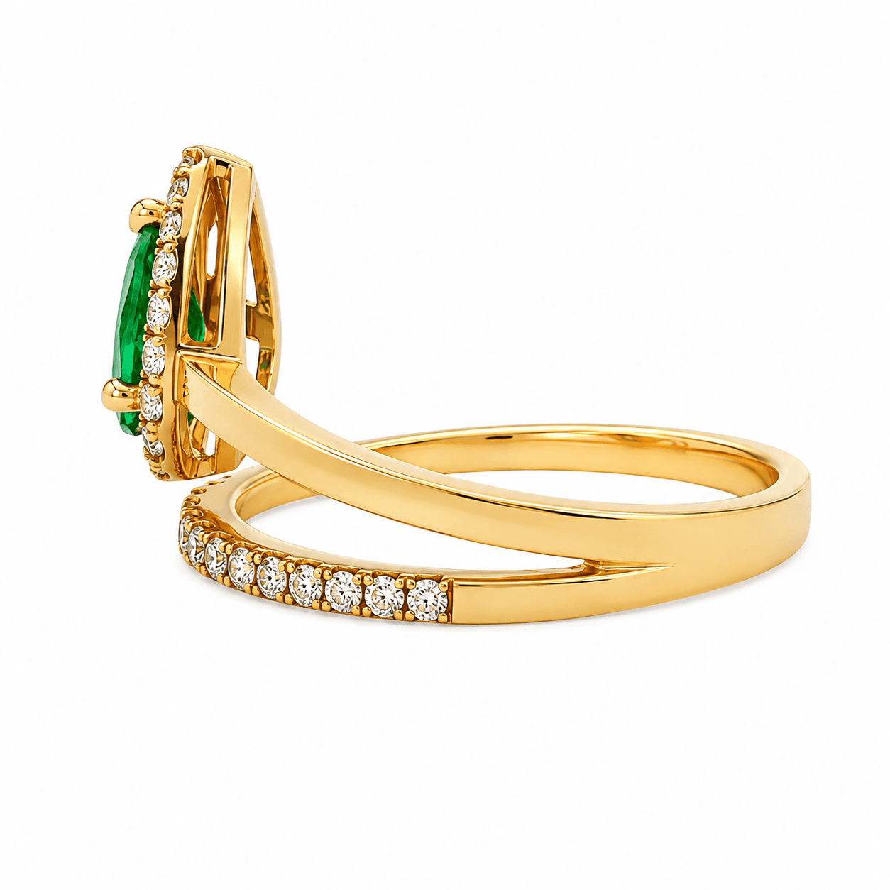 Pear-Shaped Emerald and Diamond Ring