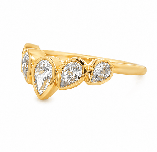 1-1/10 CT TW. Pear-Shaped Lab Diamond Chevron Wedding Band