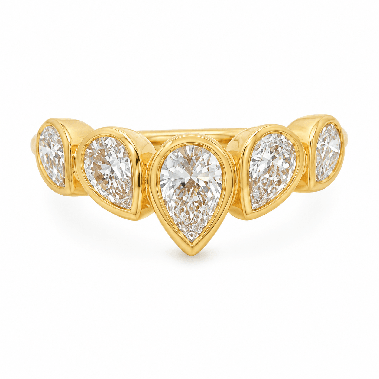 Pear-Shaped Lab Diamond Chevron Wedding Band