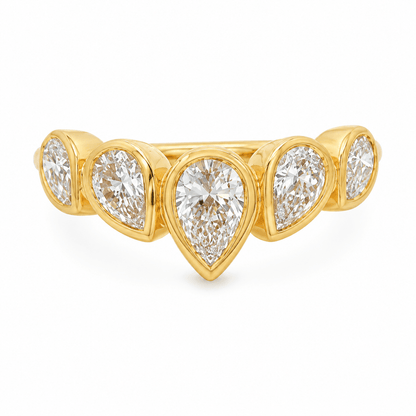 1-1/10 CT TW. Pear-Shaped Lab Diamond Chevron Wedding Band