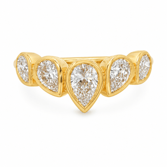 1-1/10 CT TW. Pear-Shaped Lab Diamond Chevron Wedding Band