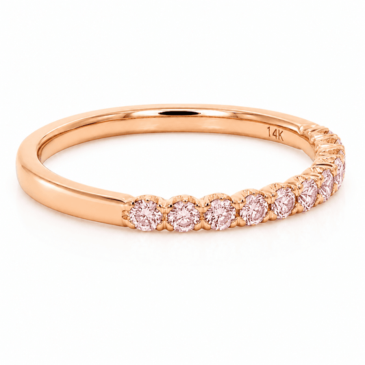 0.35 CT TW Pink Diamond Classic Wedding Band