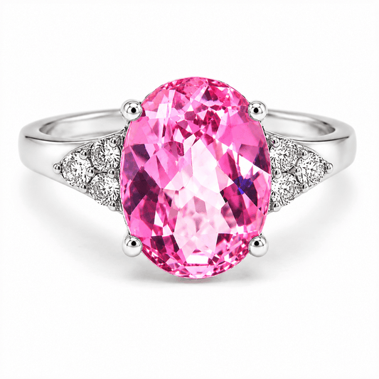 Pink Topaz & Diamond Ring