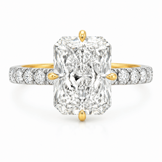 Radiant Lab Diamond Hidden Halo Engagement Ring