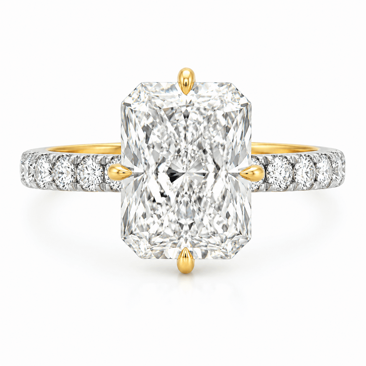 3.67 CTW Radiant Lab Diamond Hidden Halo Engagement Ring