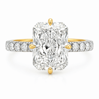 3.67 CTW Radiant Lab Diamond Hidden Halo Engagement Ring