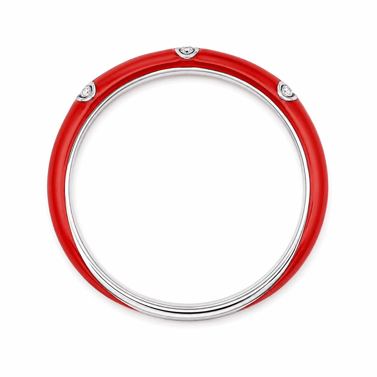 18K Red Enamel Station Diamond Band