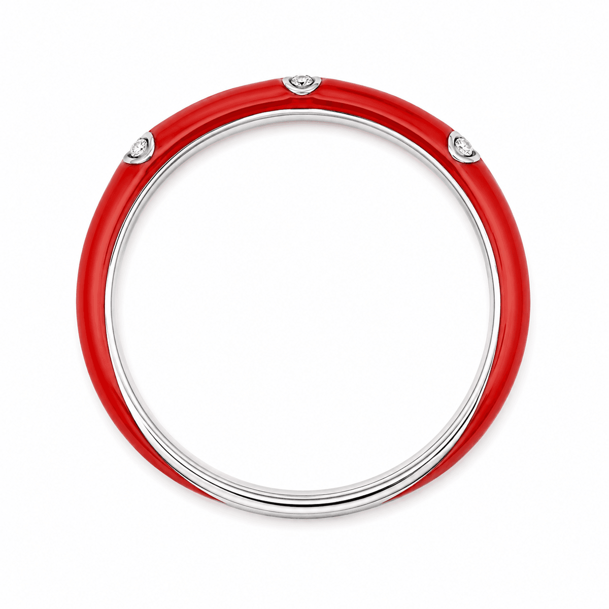 18K Red Enamel Station Diamond Band