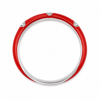 18K Red Enamel Station Diamond Band
