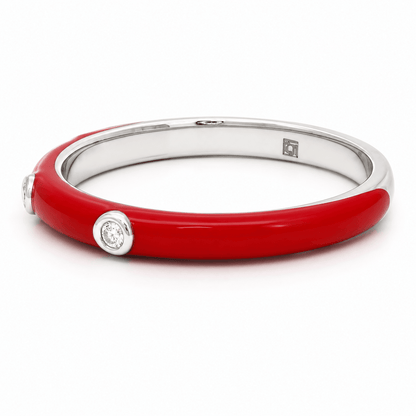 18K Red Enamel Station Diamond Band