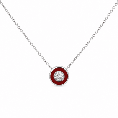 Red Enamel Diamond Pendant Necklace