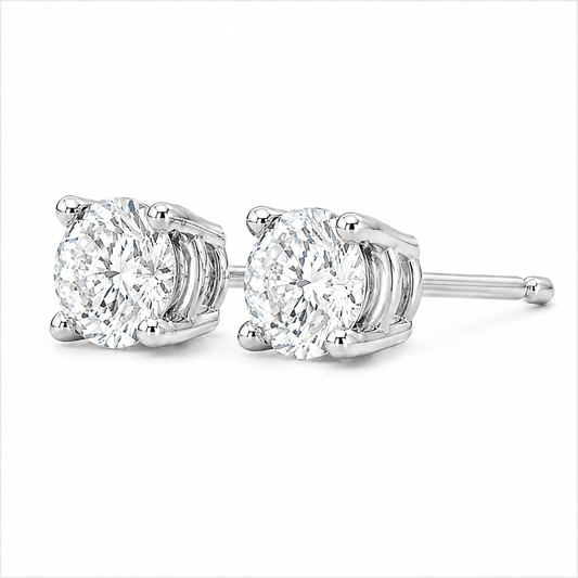 1/2 CTW Natural Round Diamond Stud Earrings