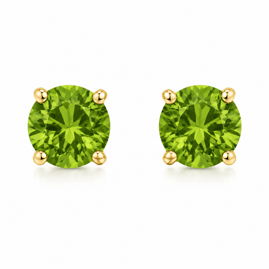 Round Green Stud Earrings