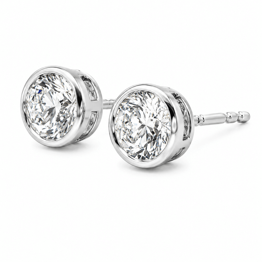 1 CTW Round Lab-Grown Diamond Bezel Stud Earrings