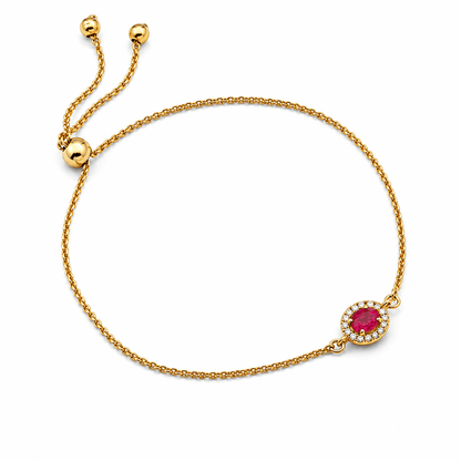 Ruby and Diamond Halo Bracelet