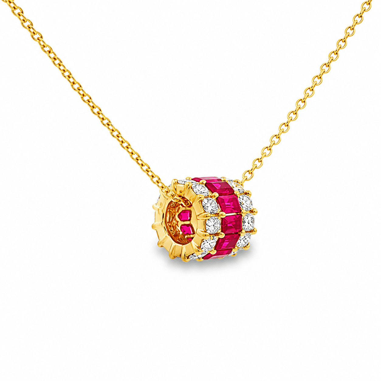 1-1/2 CT TW. Ruby and Diamond Rolling Pendant