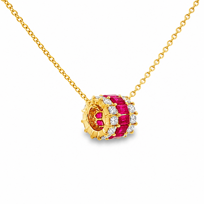 1-1/2 CT TW. Ruby and Diamond Rolling Pendant